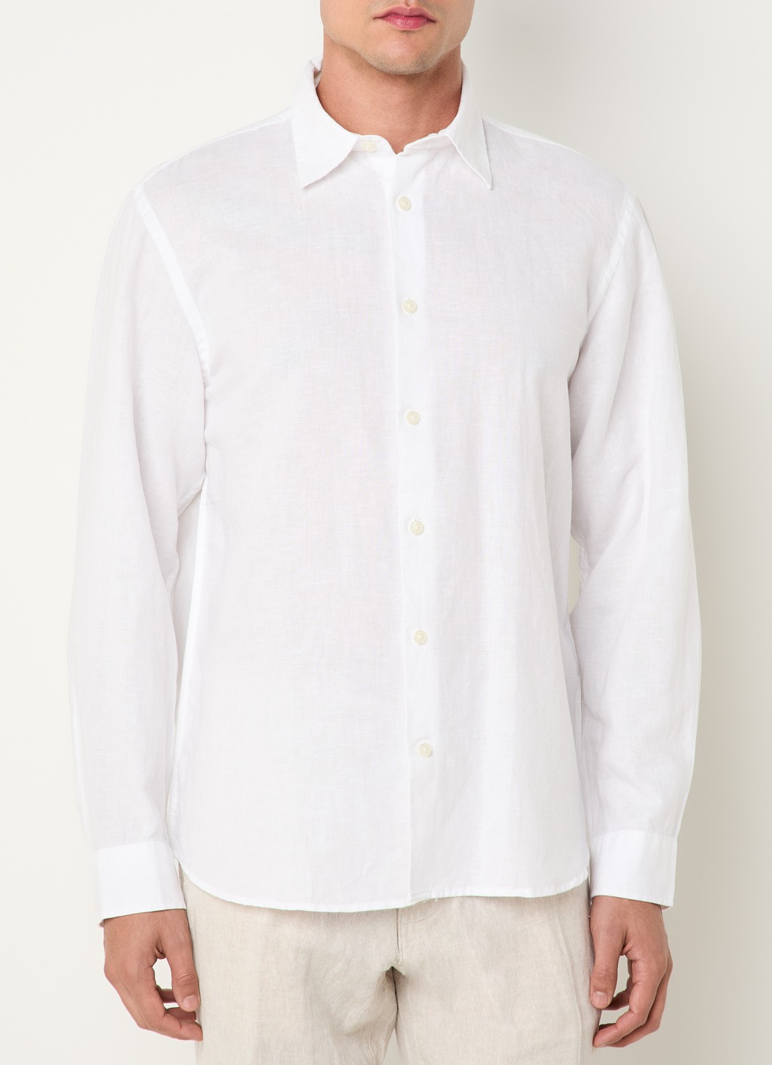 Selected Noos regular fit overhemd in linnenblend - detail 2 wit
