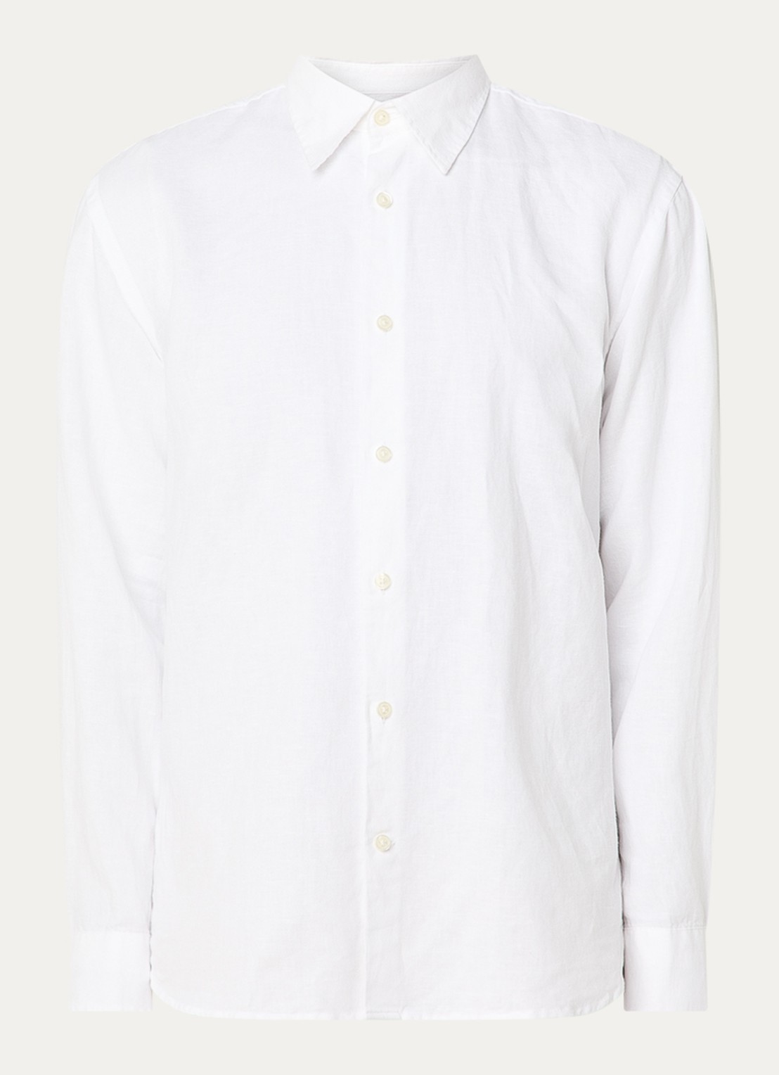 Selected Noos regular fit overhemd in linnenblend - voorkant 3 wit