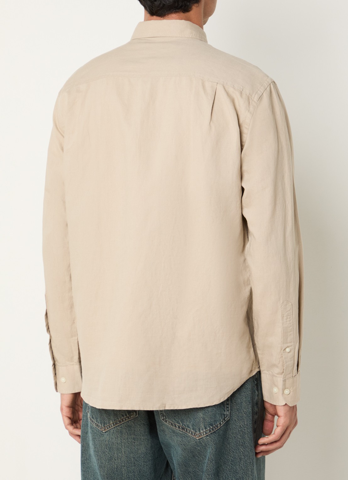 Selected Noos regular fit overhemd in linnenblend - achterkant 4 khaki