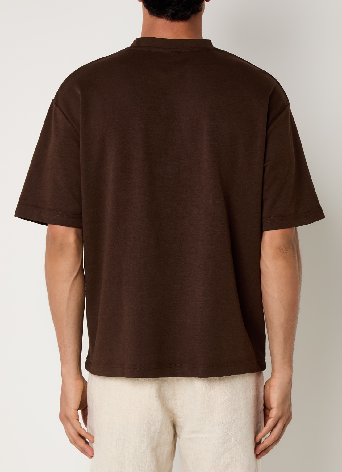 Selected Oscar T-shirt met ronde hals - achterkant 4 chocoladebruin