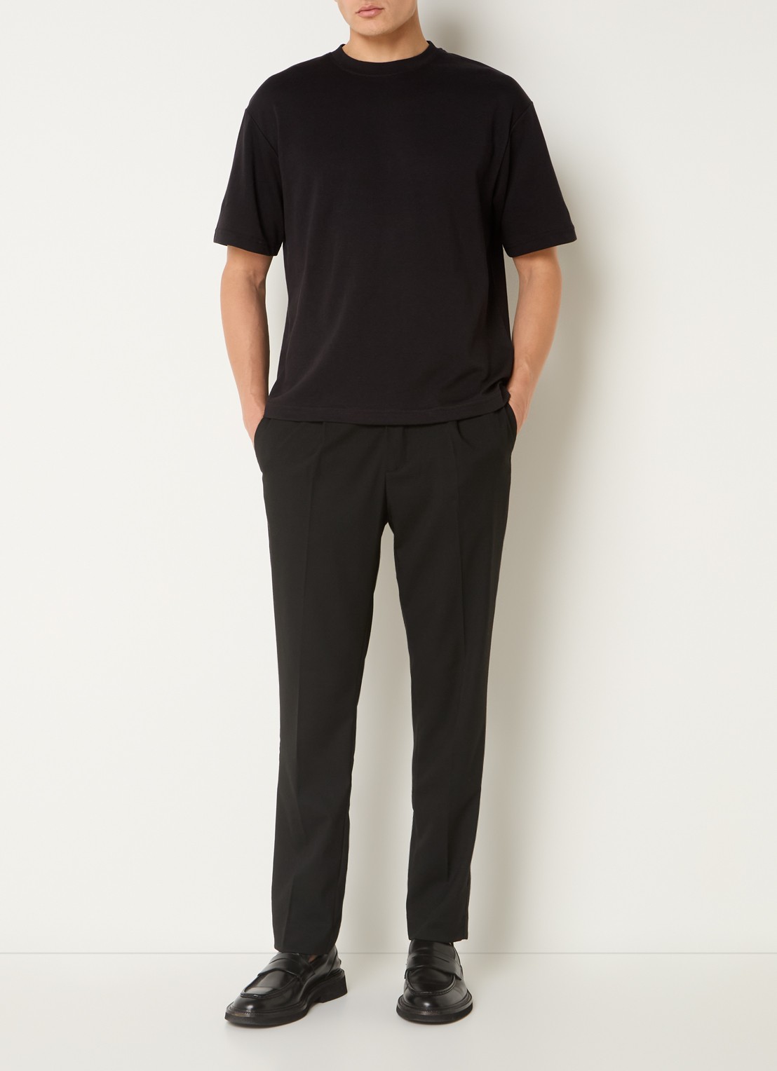 Selected Oscar T-shirt met stretch - voorkant 2 zwart