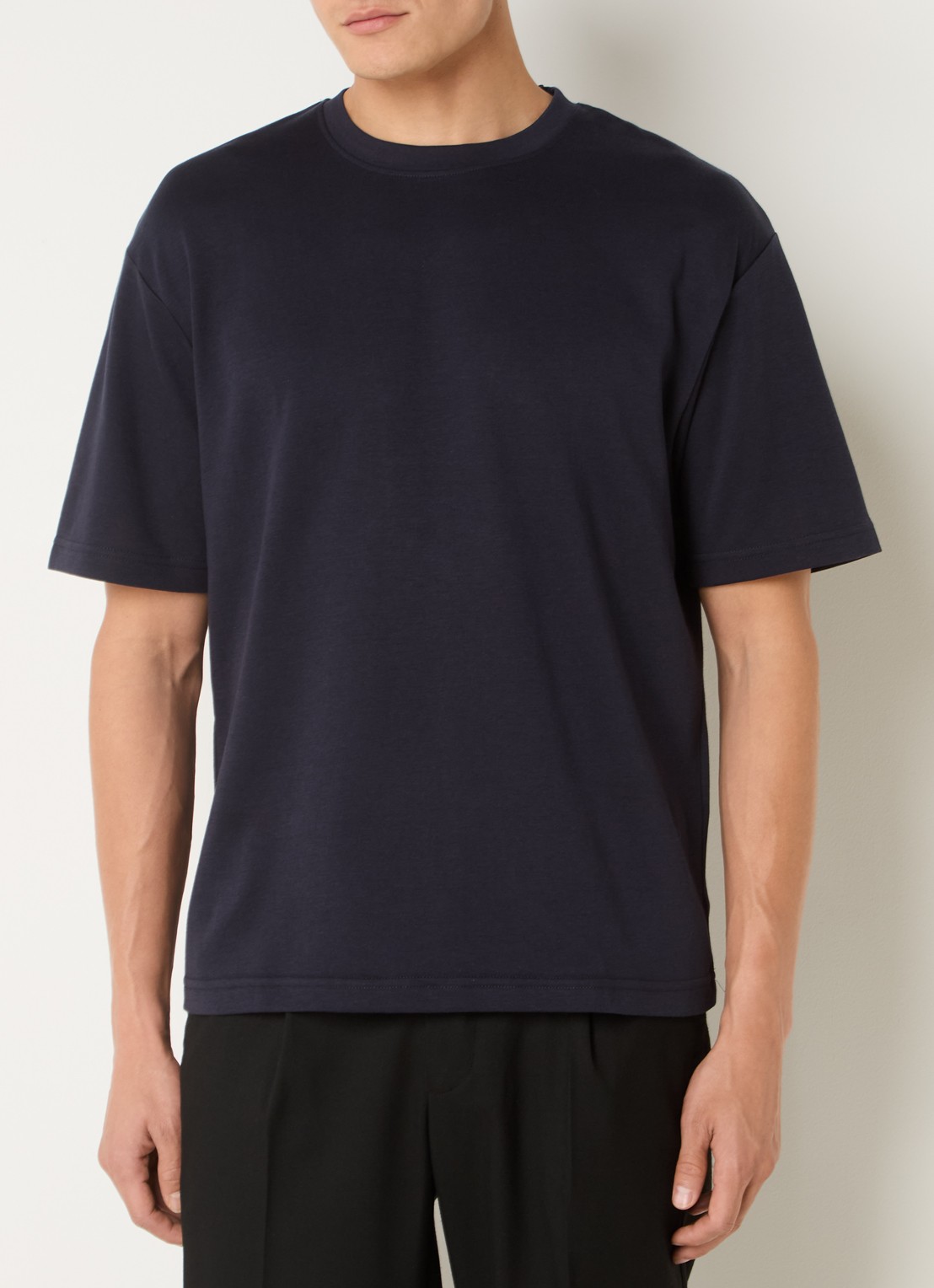 Selected Oscar T-shirt met stretch - detail donkerblauw