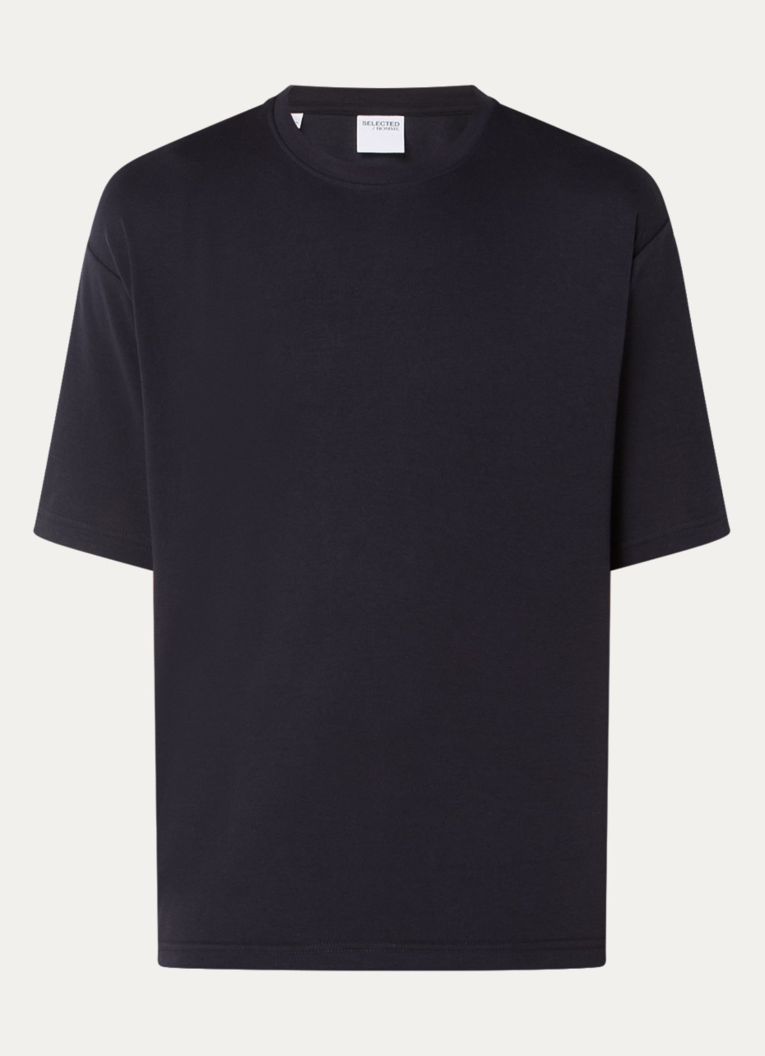 Selected Oscar T-shirt met stretch - voorkant 3 donkerblauw