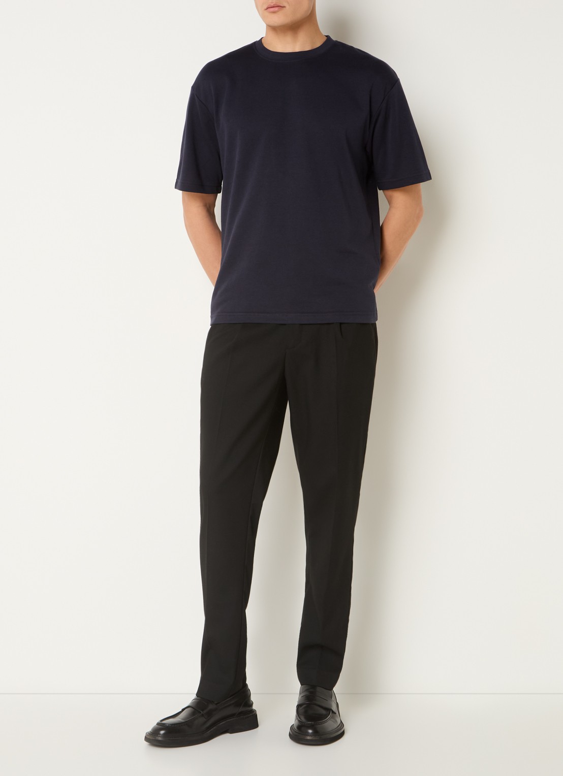 Selected Oscar T-shirt met stretch - voorkant 4 donkerblauw