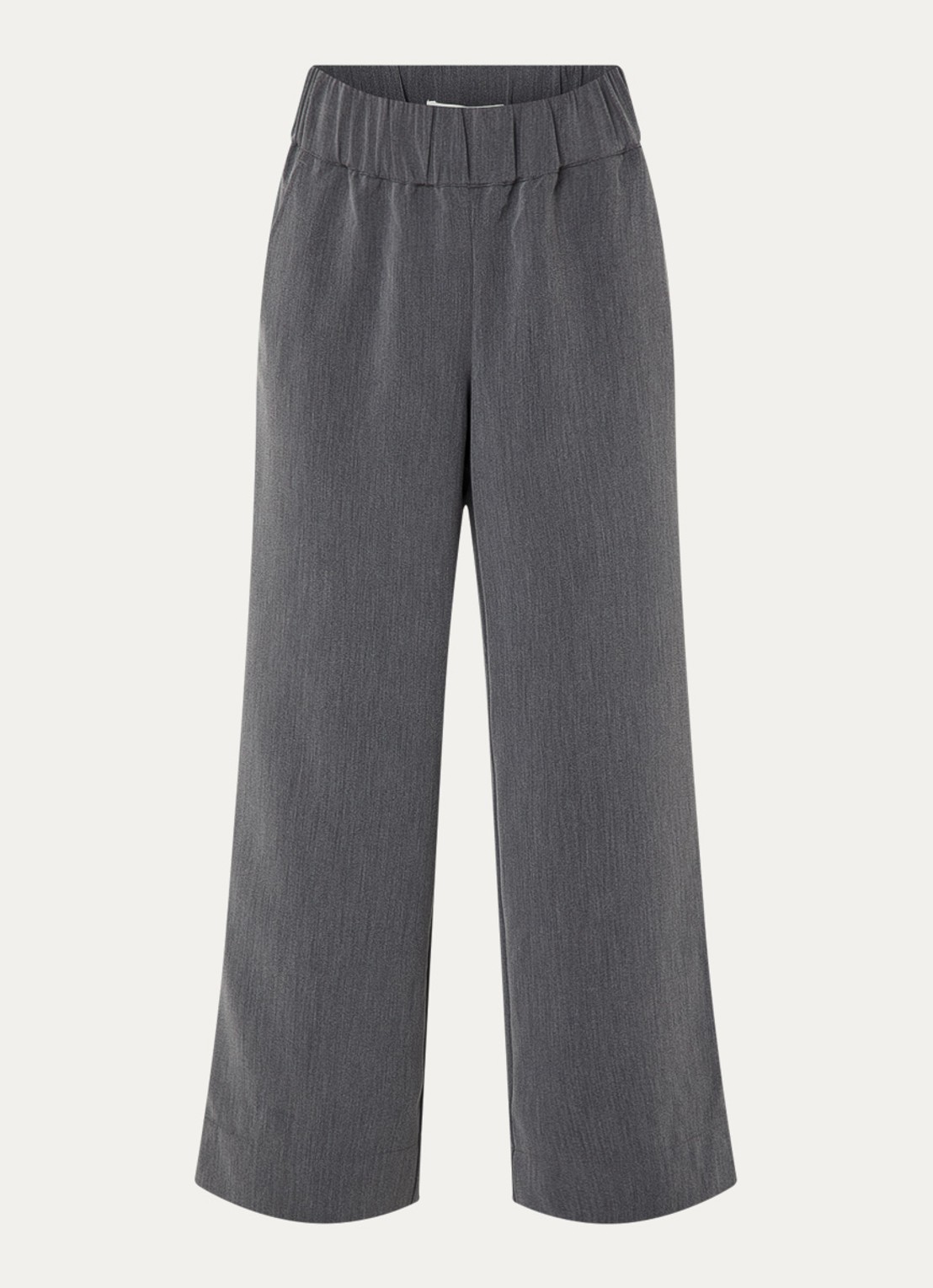 Selected Patricia mid waist wide fit pantalon met steekzakken - voorkant 2 donkergrijs