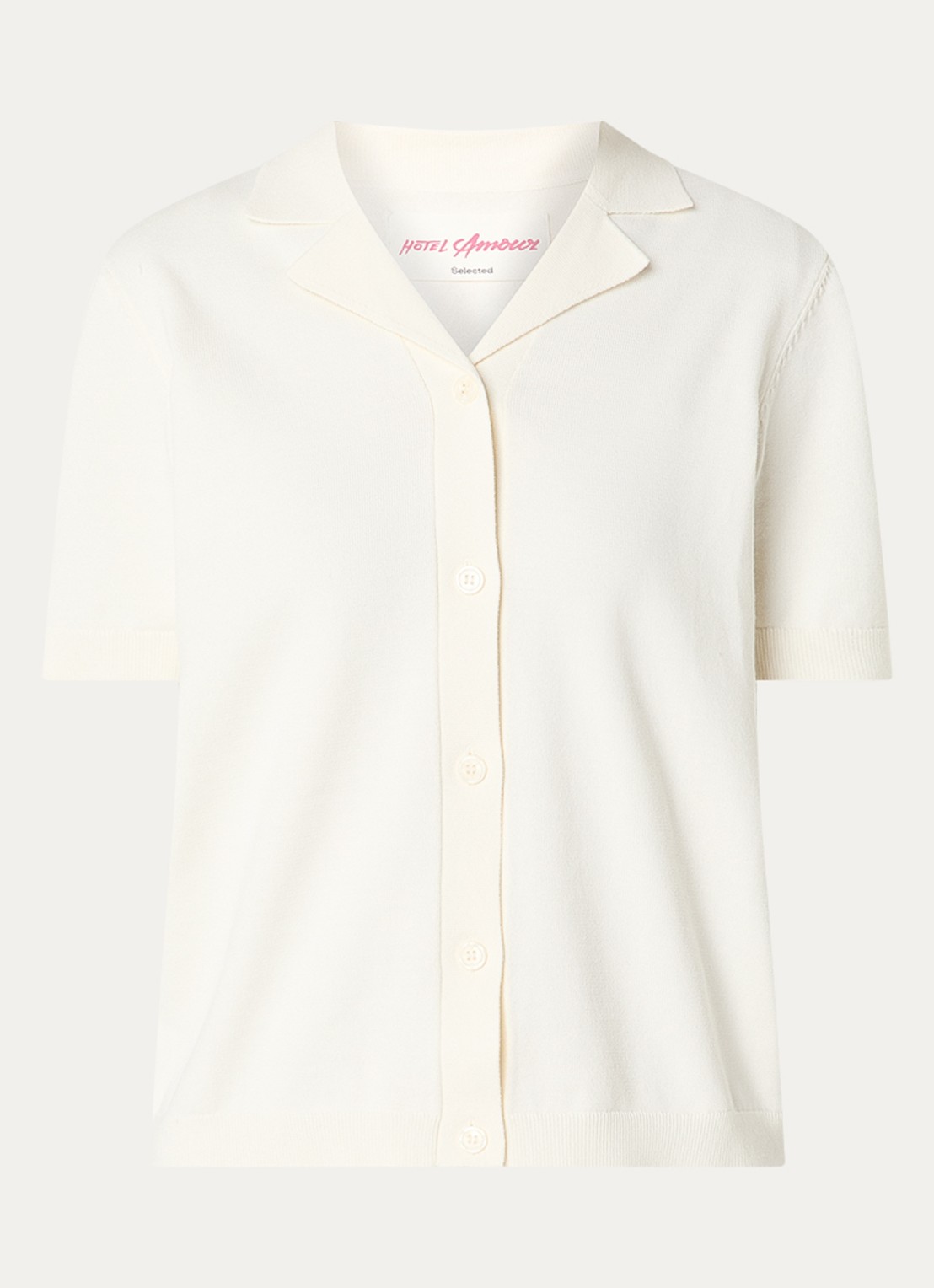 Selected Polo met backprint - voorkant gebroken wit