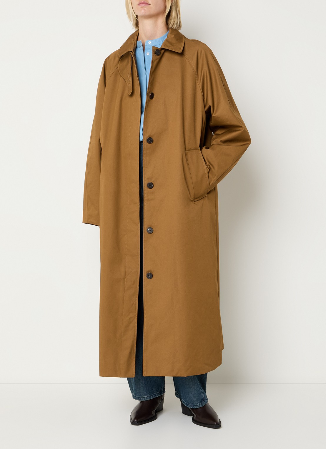 Selected Rayne trenchcoat met steekzakken - voorkant 2 camel