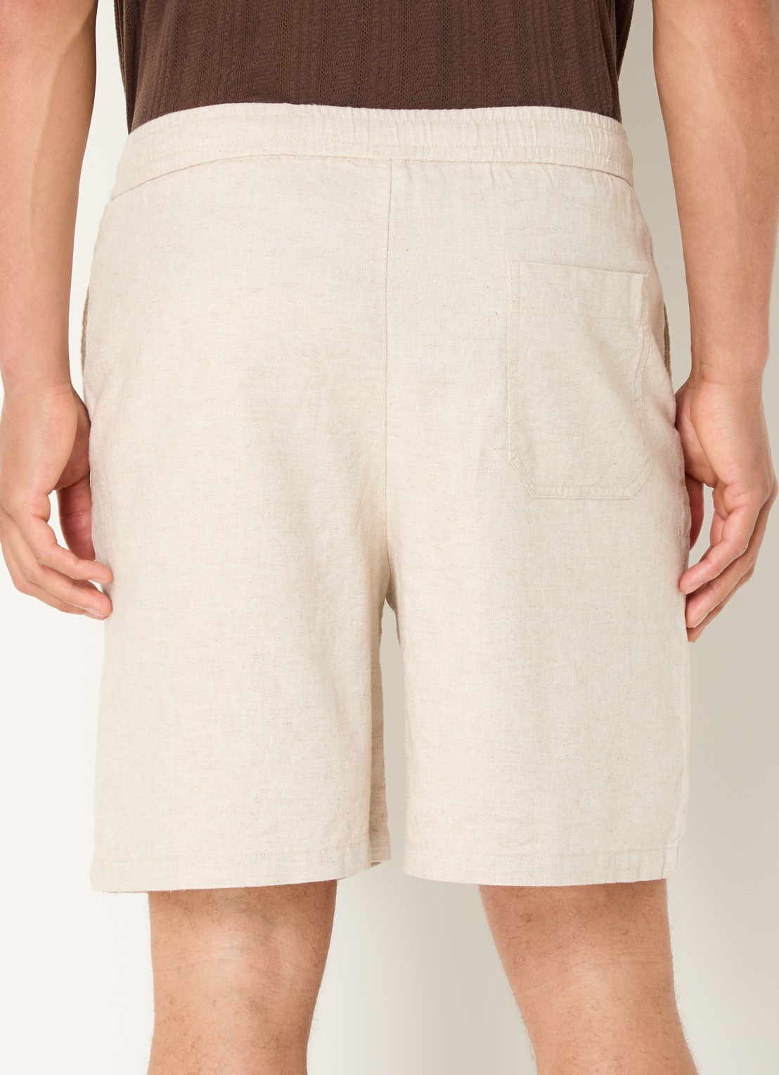 Selected Reg-Harvey loose fit korte broek in linnenblend - achterkant 3 beige