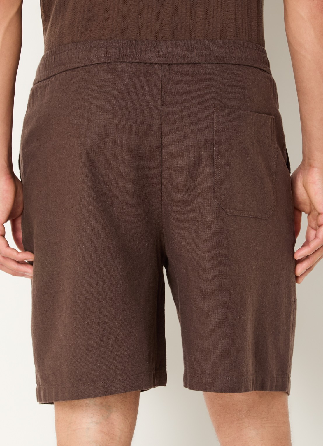 Selected Reg-Harvey loose fit korte broek in linnenblend - achterkant bruin