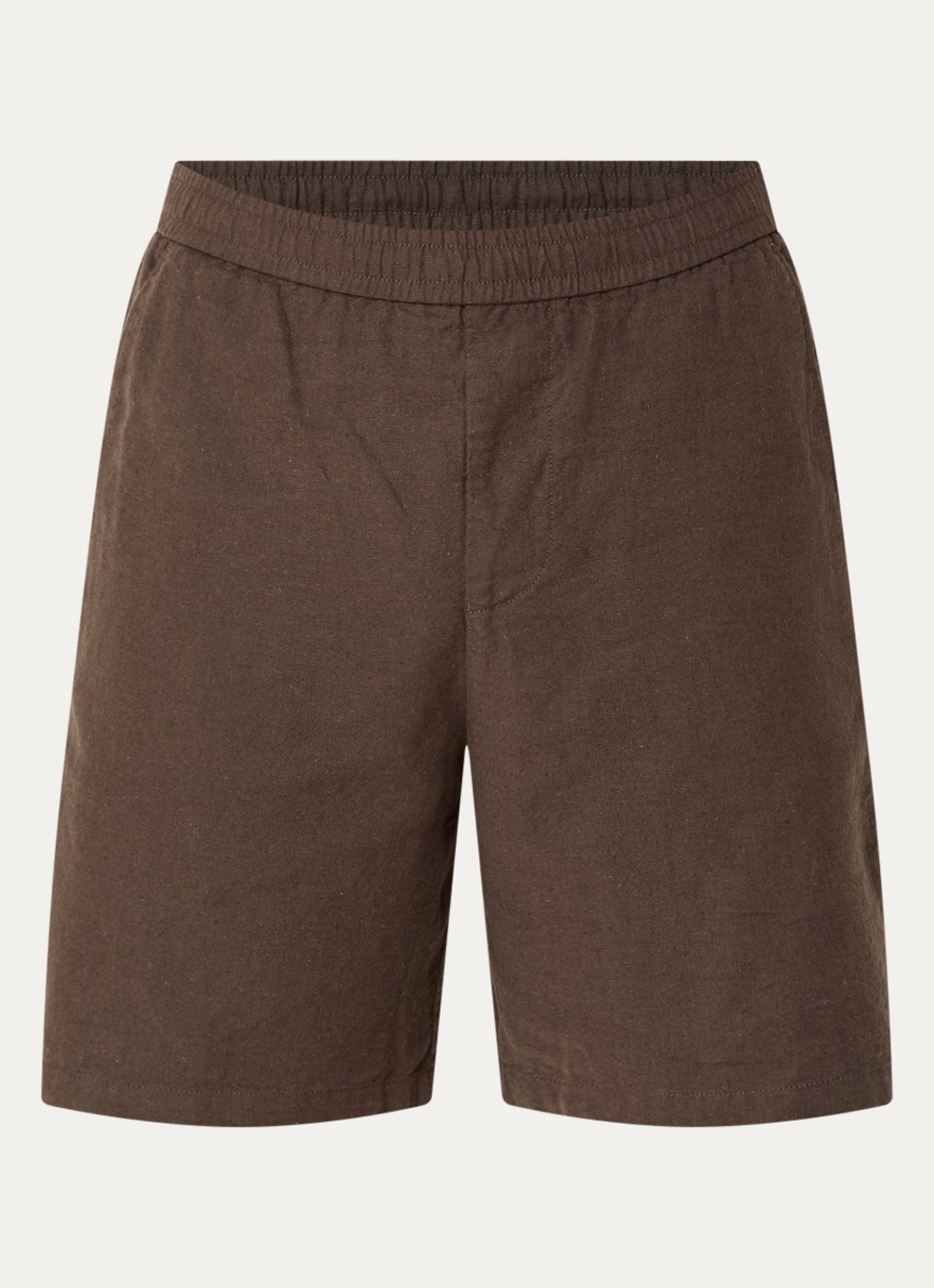 Selected Reg-Harvey loose fit korte broek in linnenblend - voorkant 3 bruin
