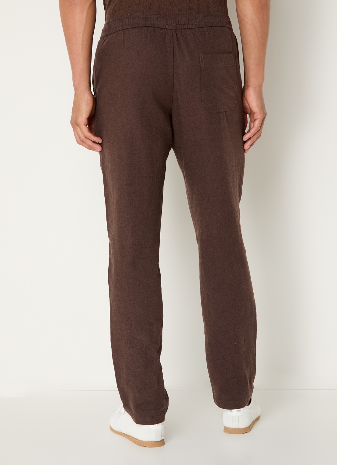 Selected Reg-Harvey straight fit broek in linnenblend - achterkant 3 bruin