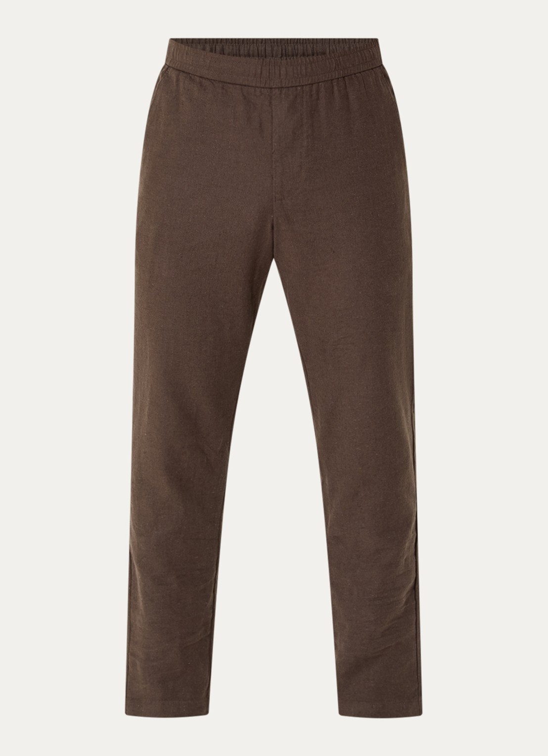Selected Reg-Harvey straight fit broek in linnenblend - voorkant 4 bruin