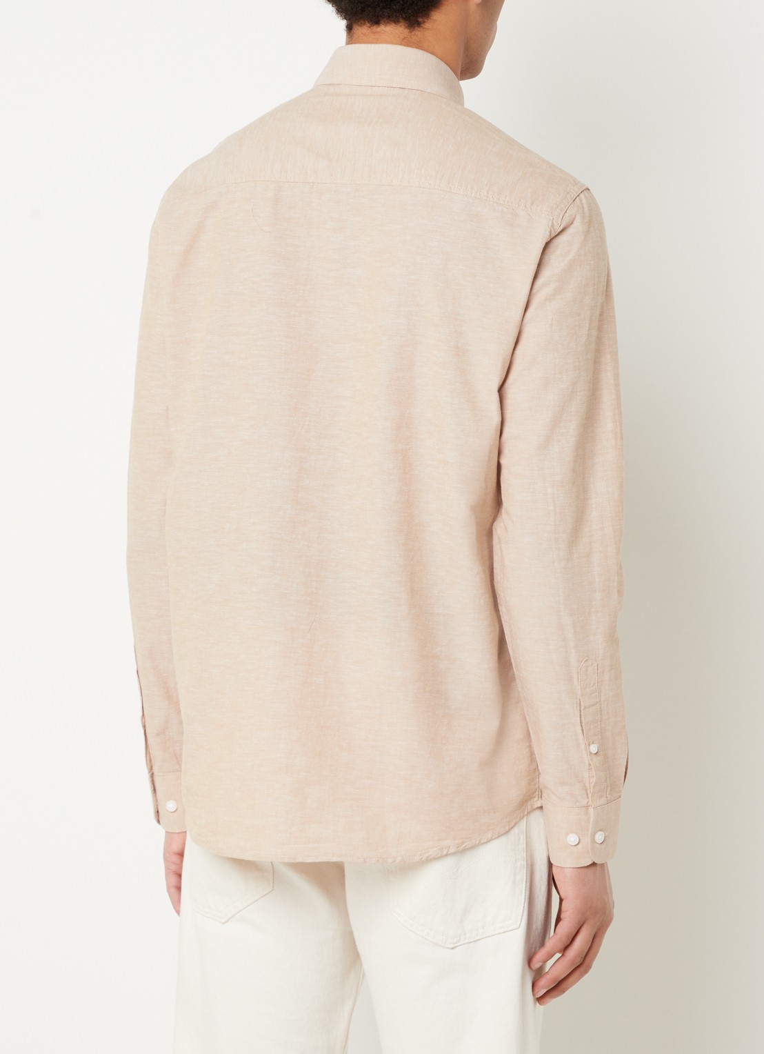 Selected Regnew regular fit overhemd in linnenblend - achterkant 3 beige