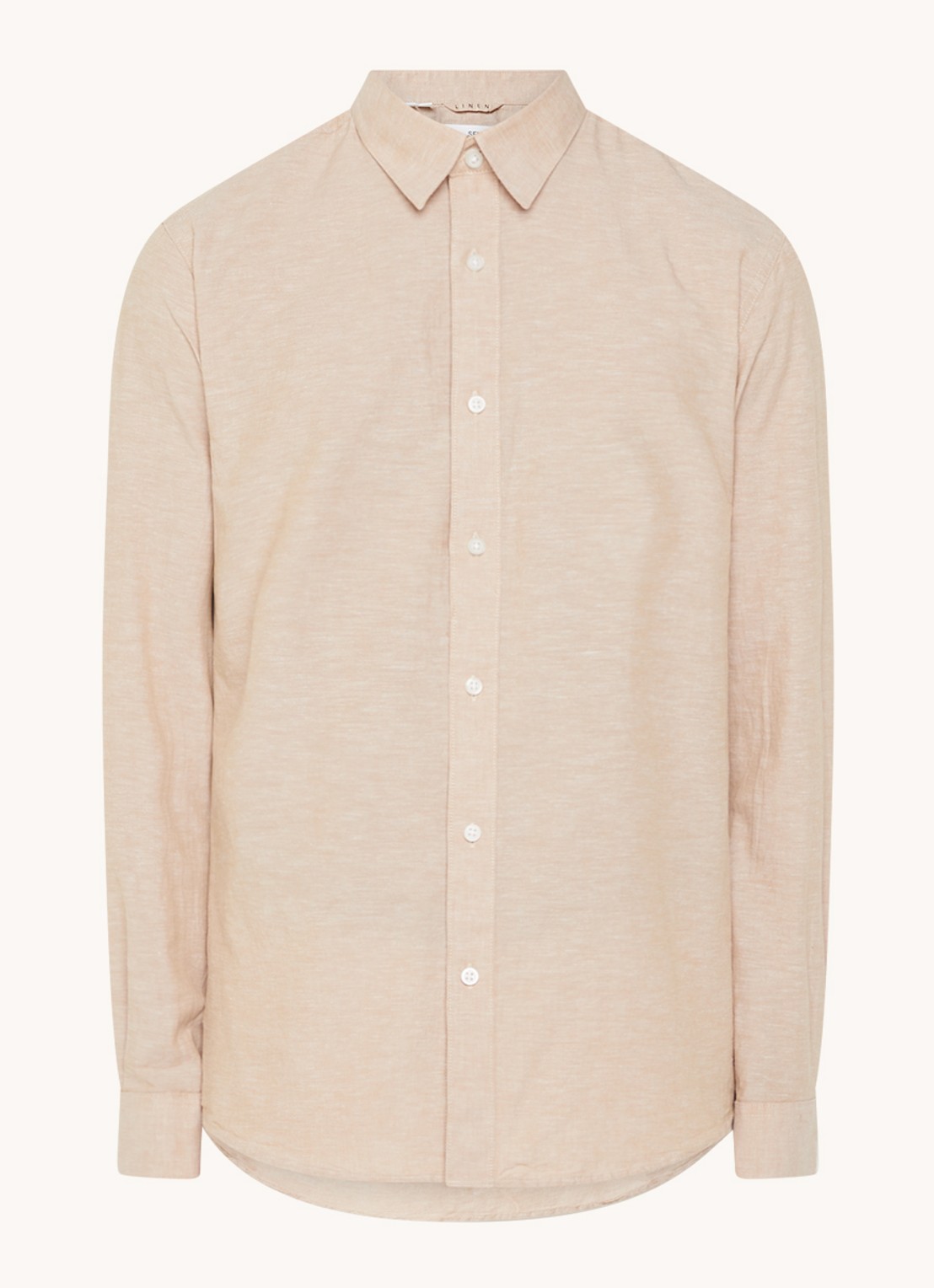 Selected Regnew regular fit overhemd in linnenblend - voorkant beige
