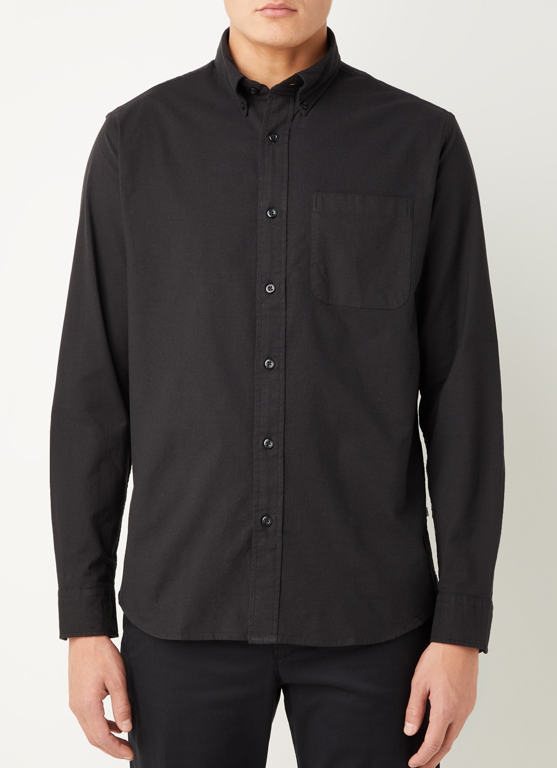 Selected Regrick regular fit overhemd in  katoenblend - detail 3 zwart