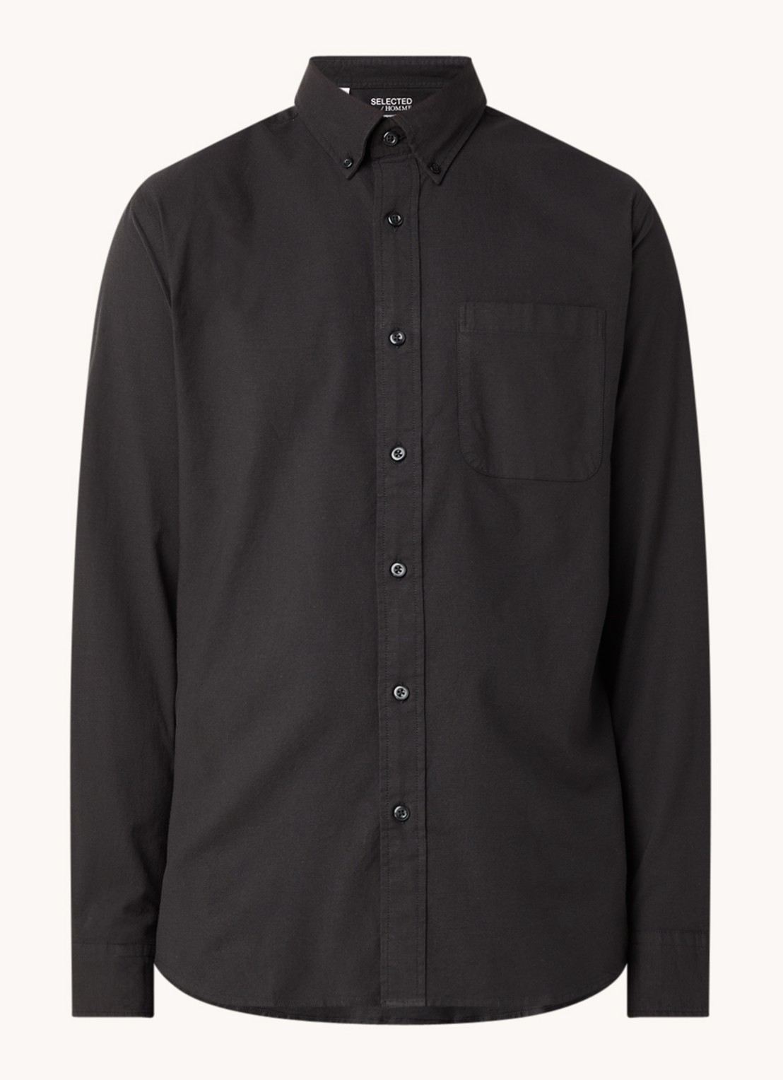 Selected Regrick regular fit overhemd in  katoenblend - voorkant zwart
