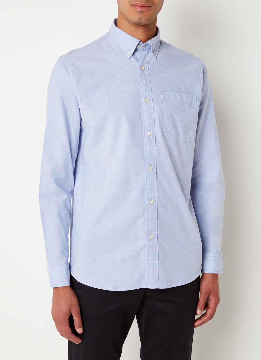 Selected Regrick regular fit overhemd van  katoen met borstzak - detail 2 lichtblauw