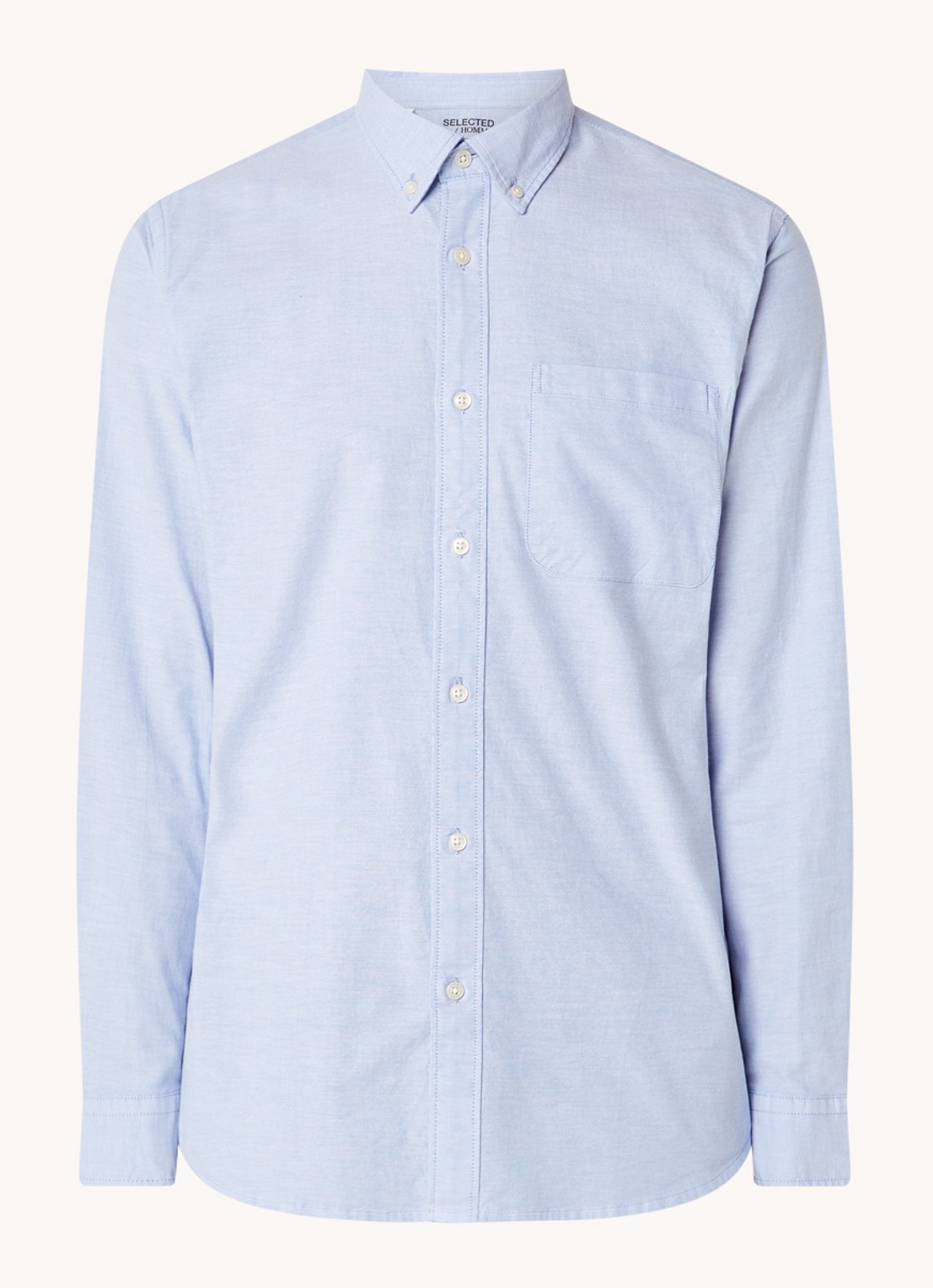 Selected Regrick regular fit overhemd van  katoen met borstzak - voorkant 3 lichtblauw