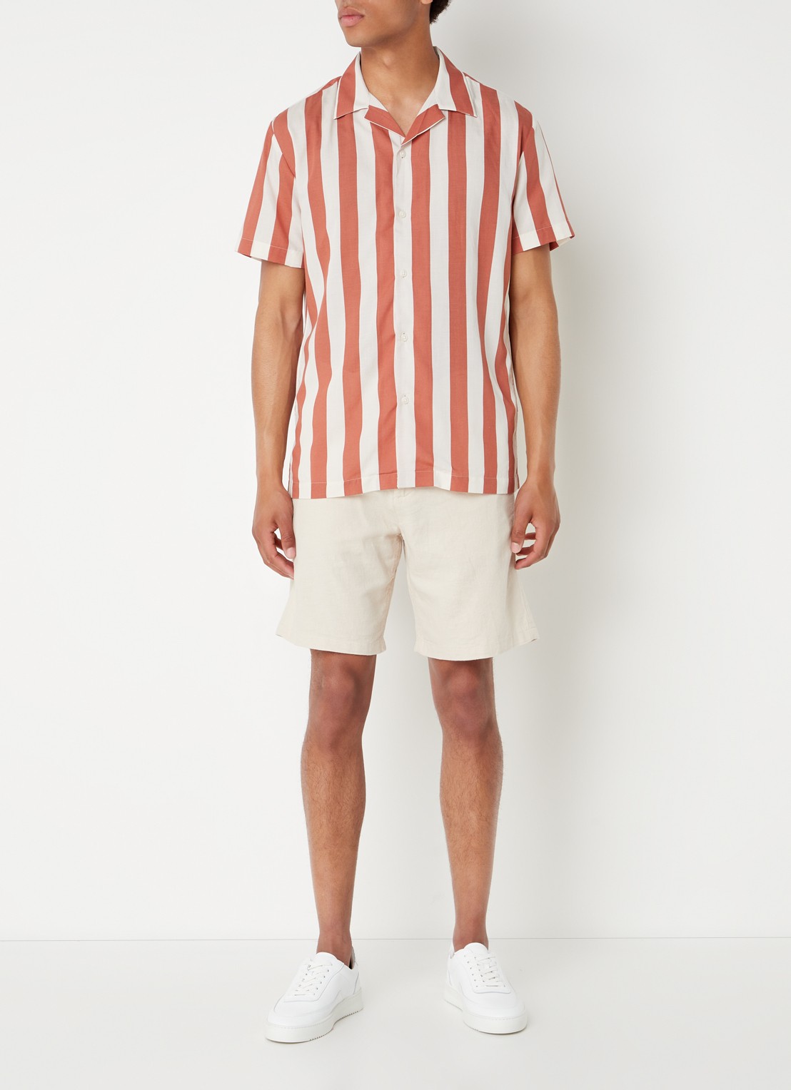 Selected Regular fit overhemd met streepprint - voorkant 4 steenrood