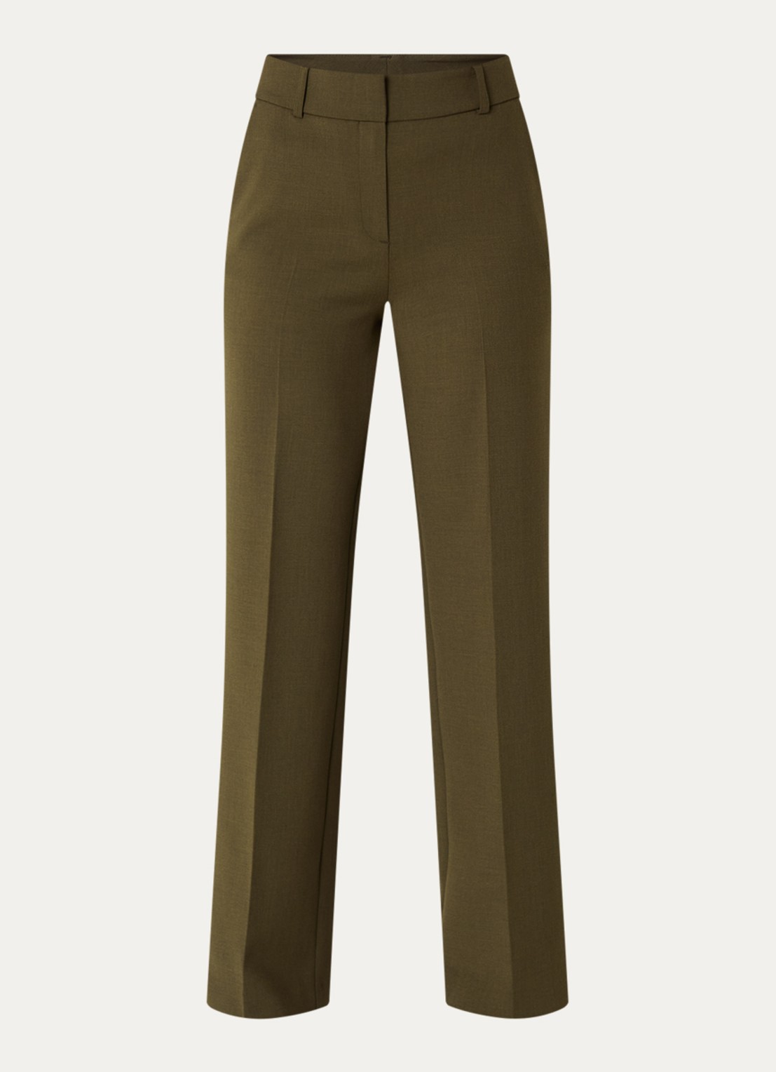 Selected Rita high waist straight fit pantalon met steekzakken - voorkant mosgroen