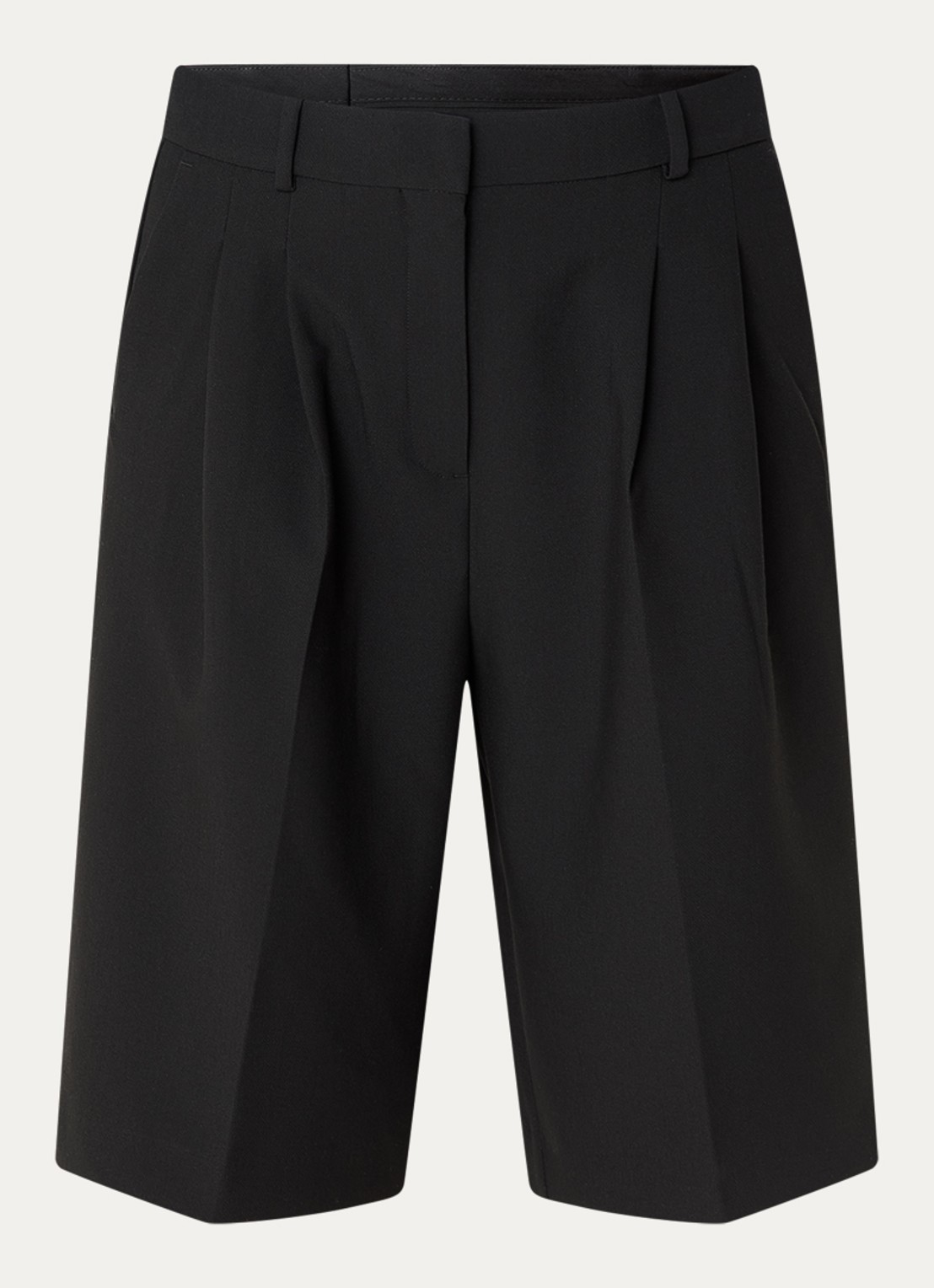 Selected Rita high waist wide fit korte broek met steekzakken - voorkant 2 zwart