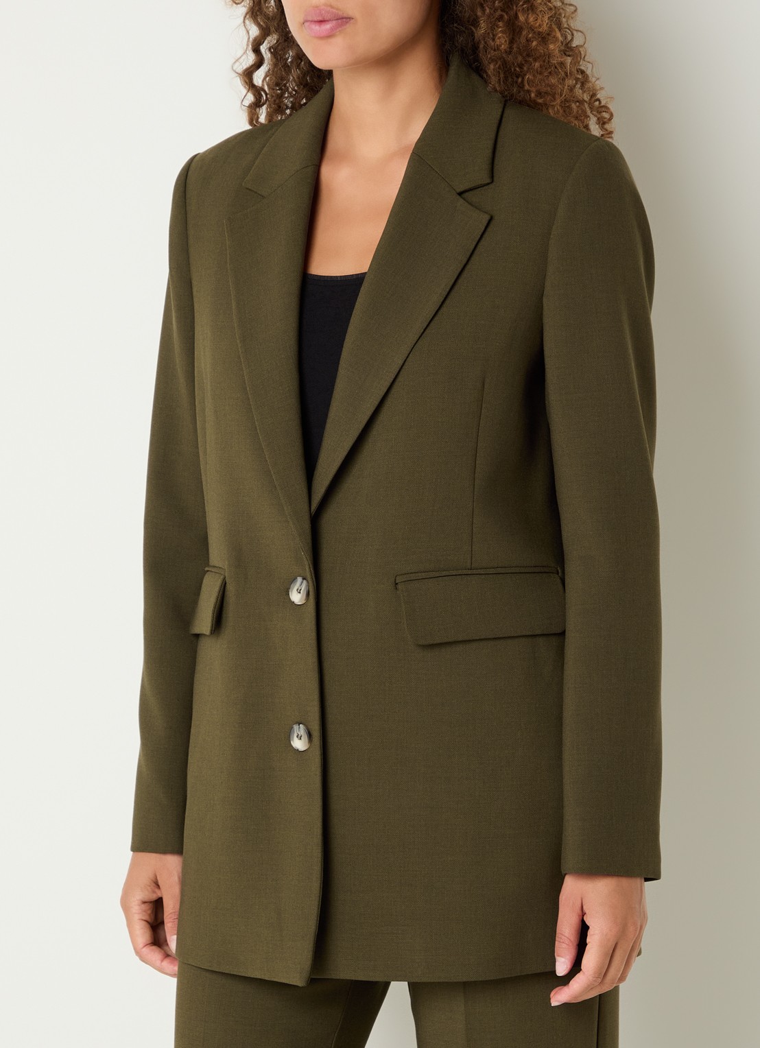 Selected Rita oversized blazer met klepzakken en schoudervulling - detail mosgroen