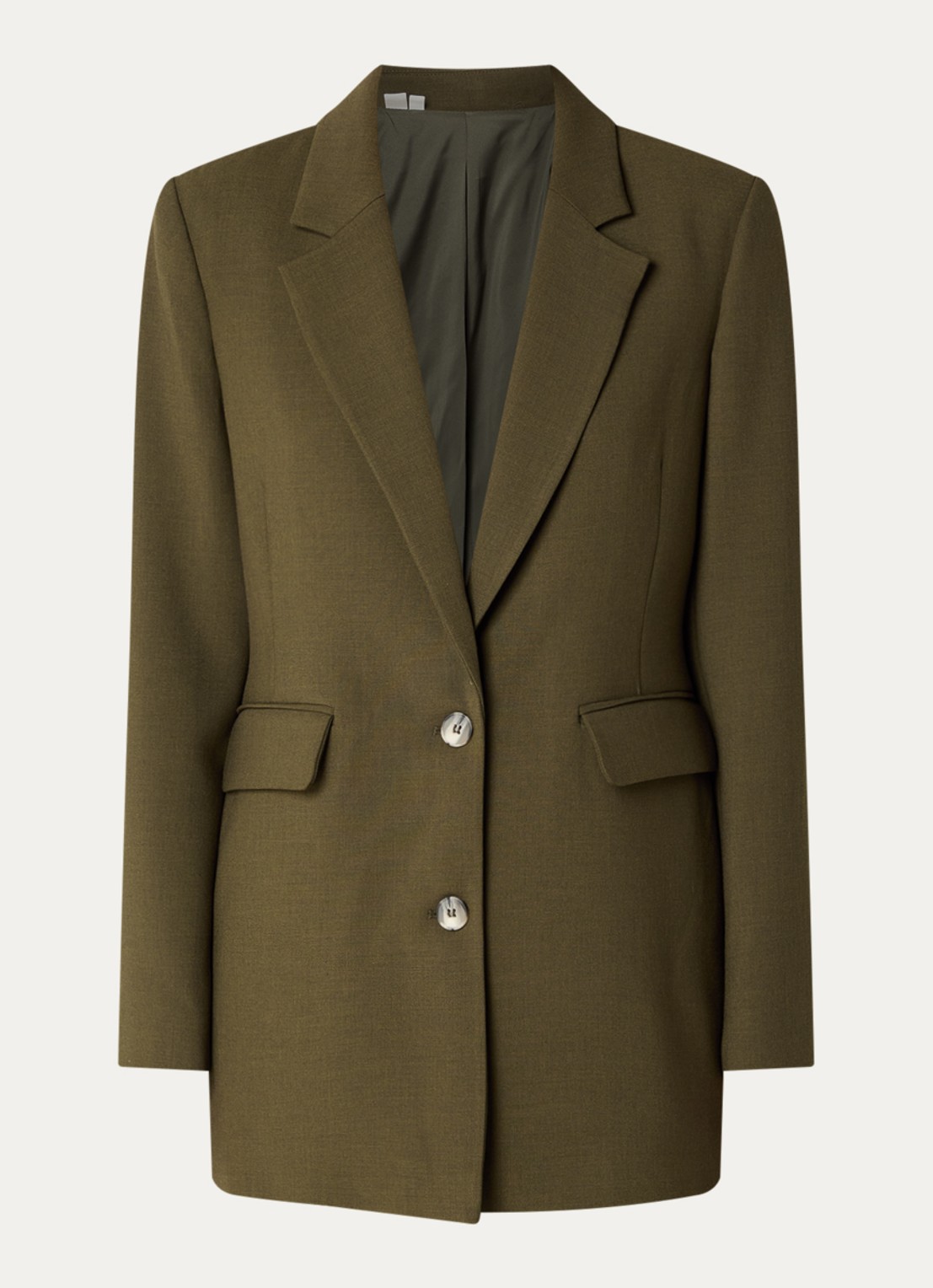 Selected Rita oversized blazer met klepzakken en schoudervulling - voorkant 3 mosgroen