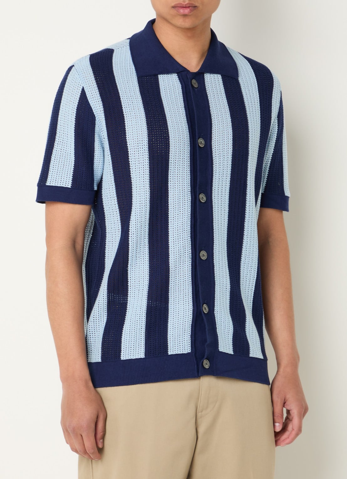 Selected Shane regular fit overhemd met streepprint - detail 2 donkerblauw