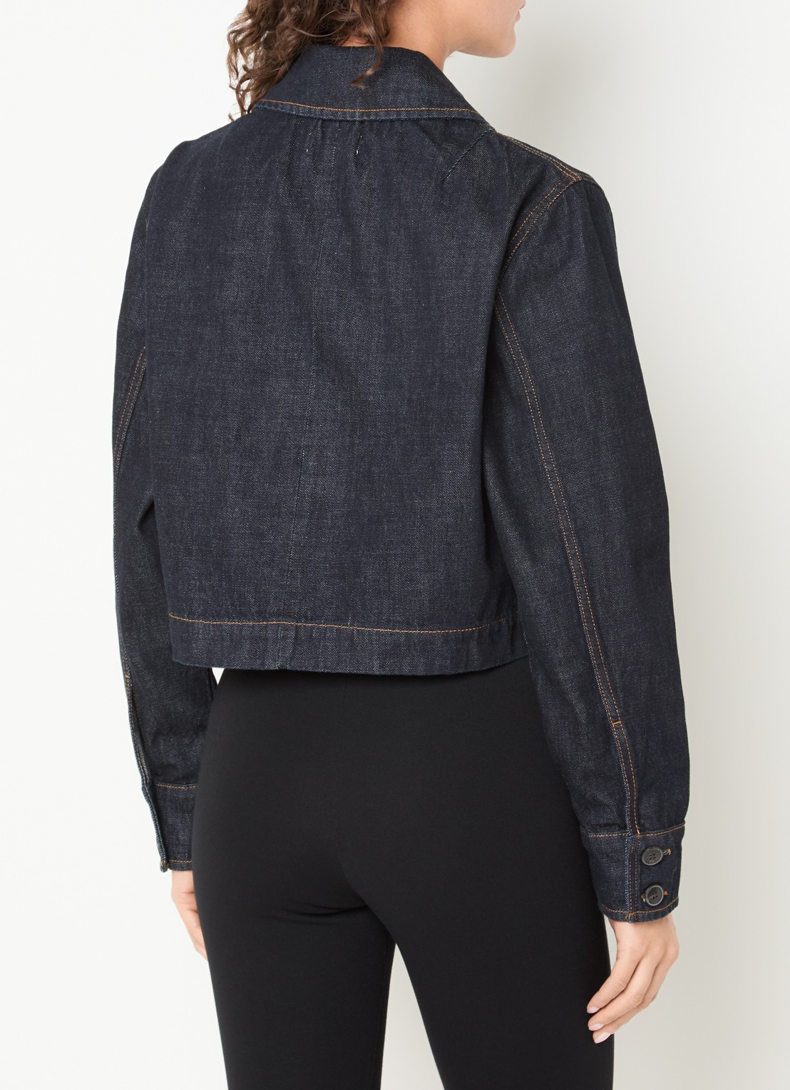 Selected Shelly cropped spijkerjas met opgestikte zakken - achterkant 2 indigo