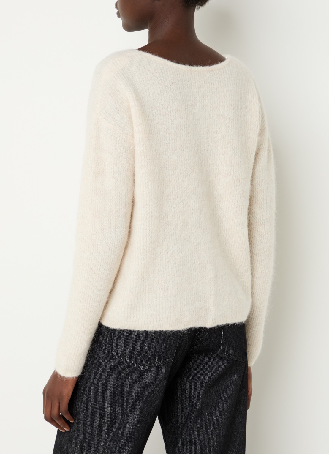 Selected Sia fijngebreid vest in alpaca wolblend - achterkant ivoor