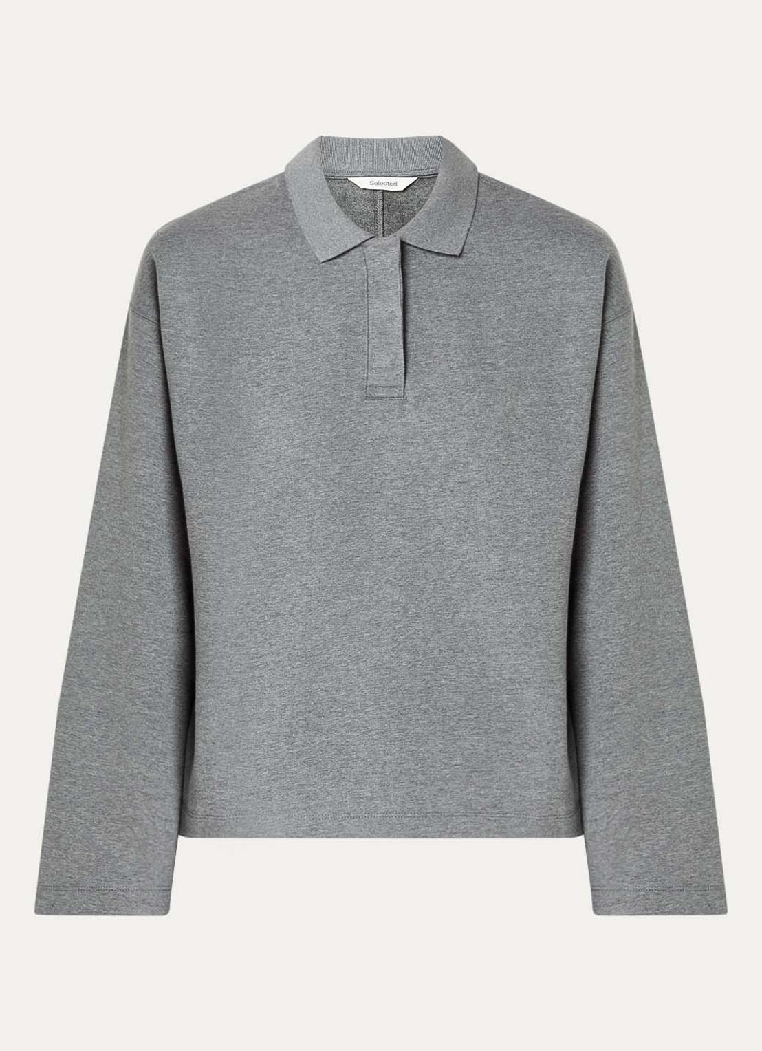 Selected Slfari Gia sweater met polokraag - voorkant middengrijs