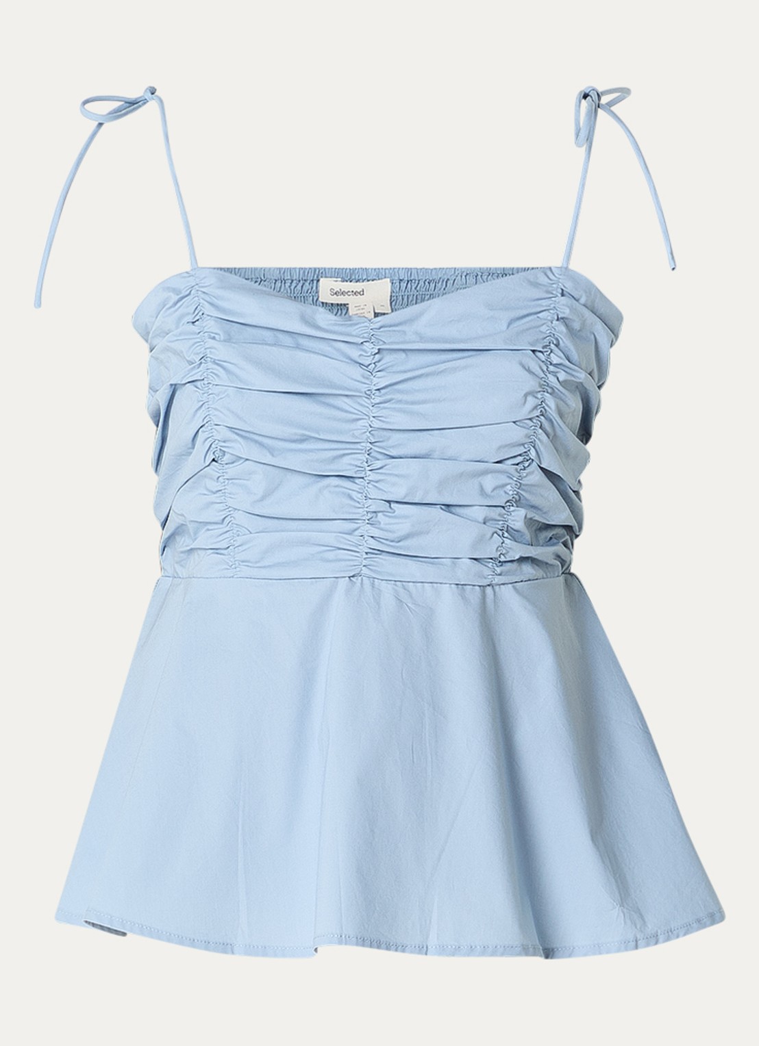 Selected SLFDelia top met plooidetail - voorkant blauw