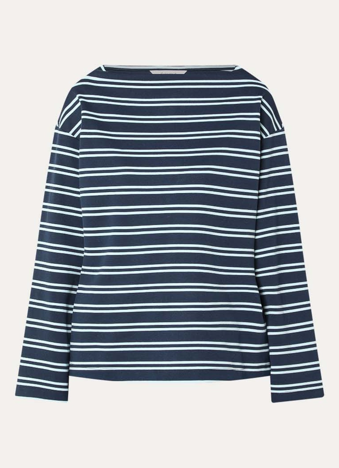 Selected Slfpolly sweater met streepprint en boothals - voorkant 3 donkerblauw