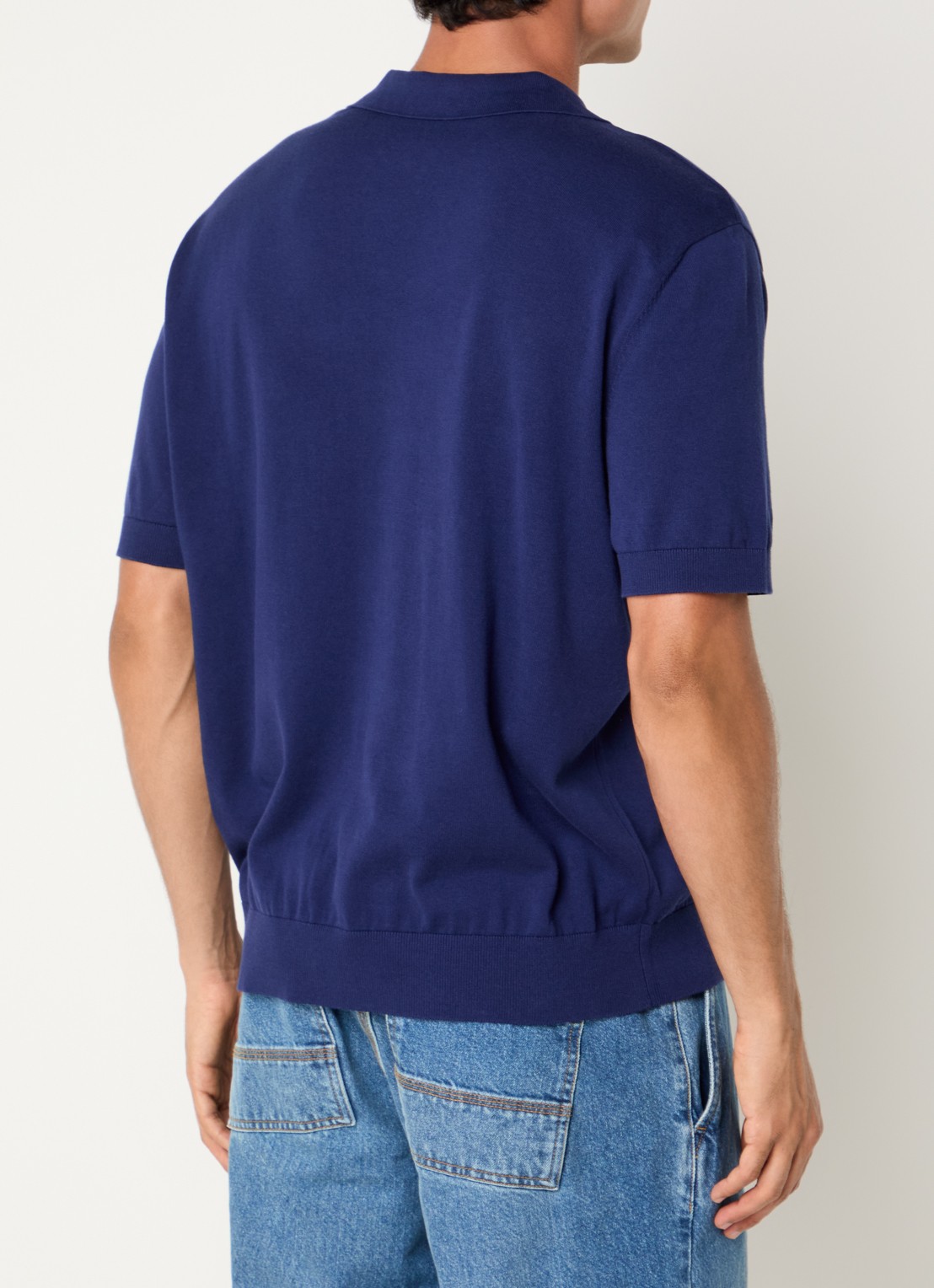 Selected SLHTorino fijngebreide polo met V-hals - achterkant 4 beige