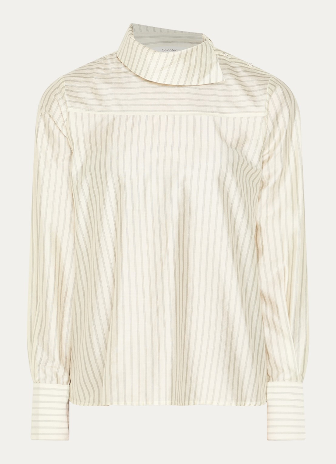 Selected Slwconnie tuniek van satijn met streepprint - voorkant 2 gebroken wit