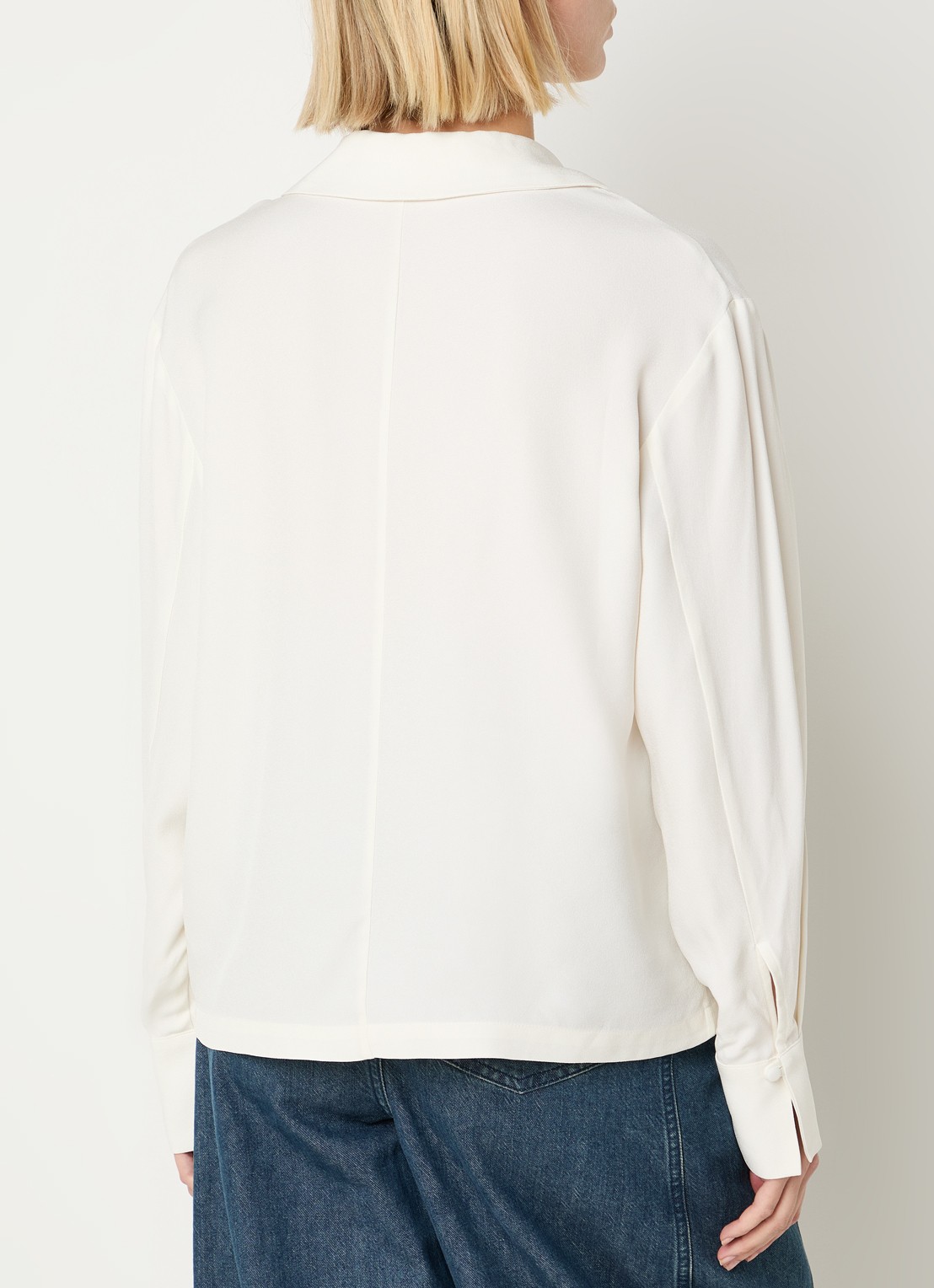 Selected Soler blouse met V-hals - achterkant gebroken wit