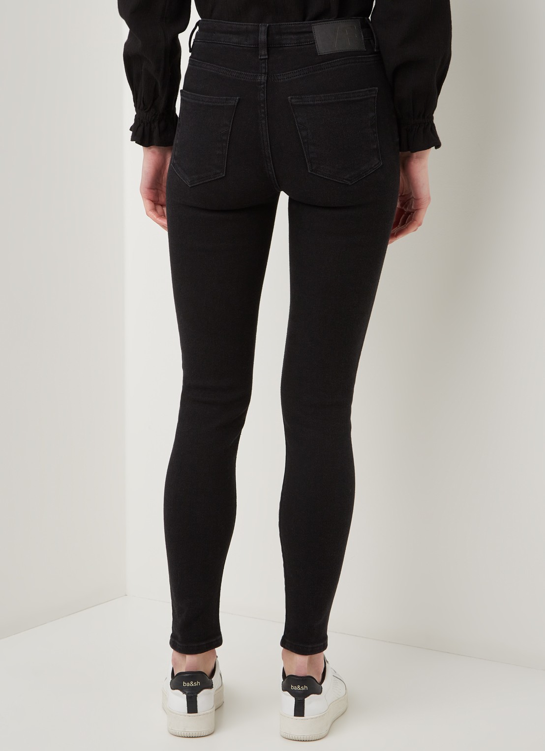 Selected Sophia mid waist skinny jeans met stretch - achterkant 3 zwart