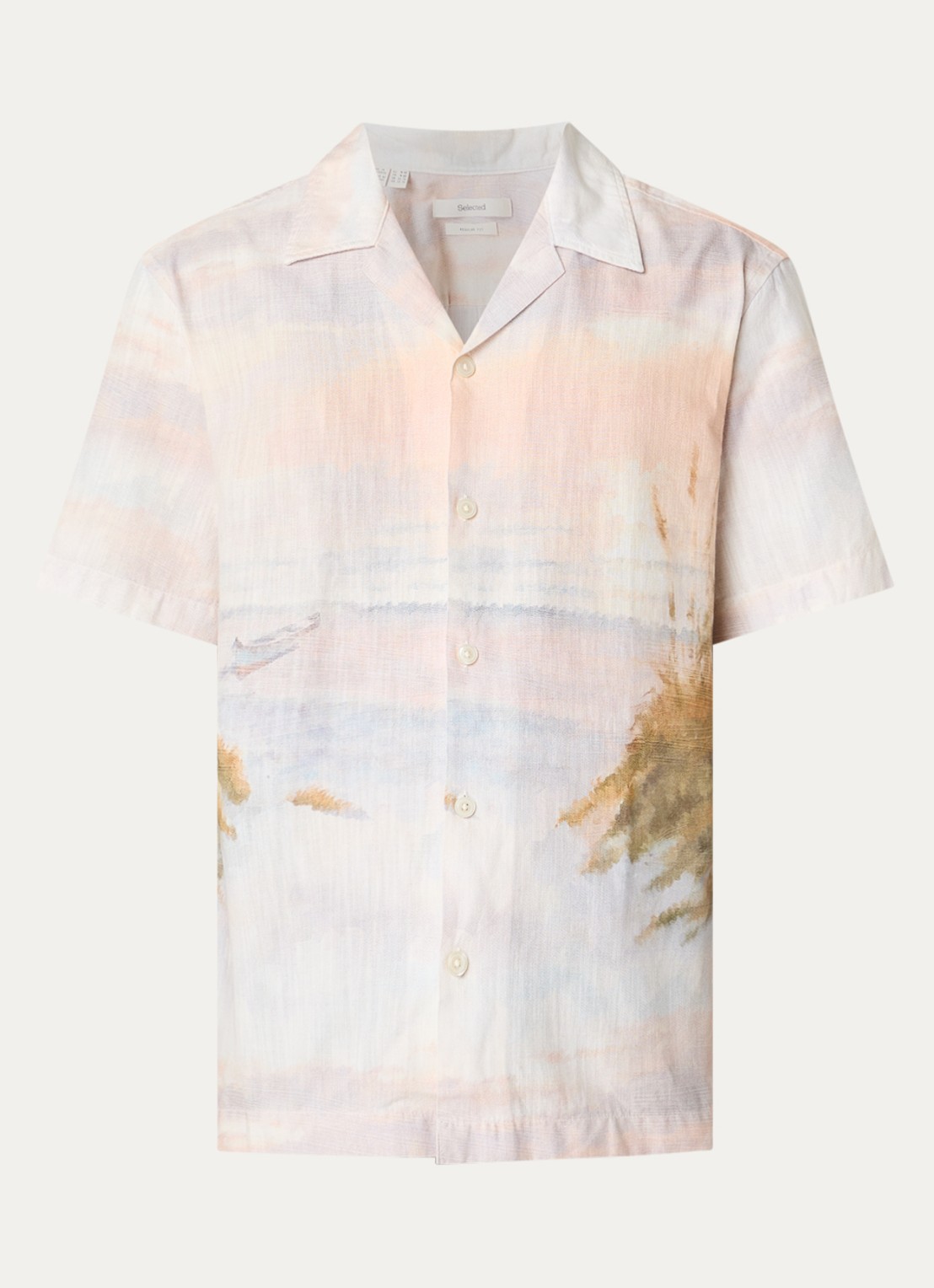 Selected Sunset comfort fit overhemd met print - voorkant 2 creme