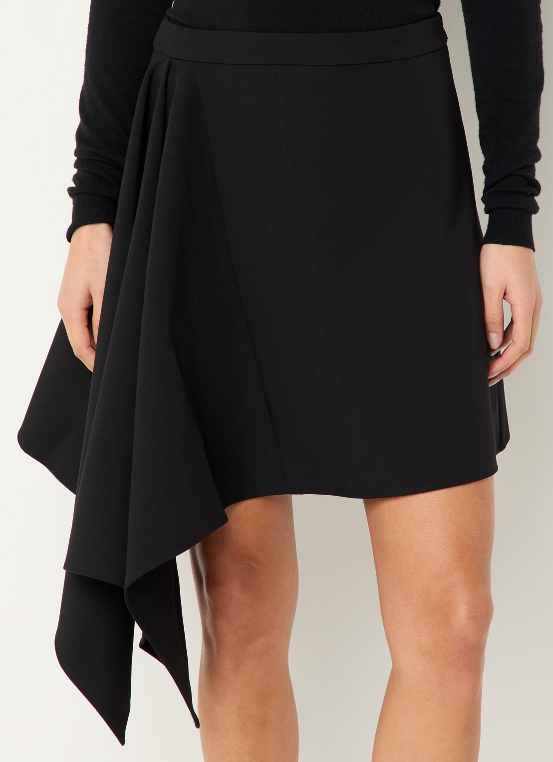Selected Sylvie minirok met gedrapeerd detail - detail 4 zwart