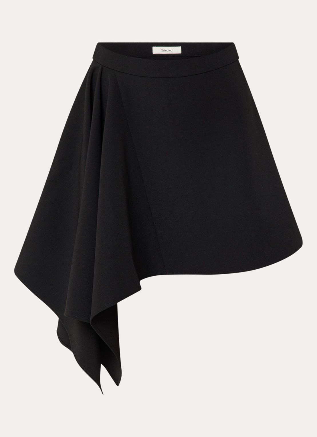 Selected Sylvie minirok met gedrapeerd detail - voorkant 2 zwart