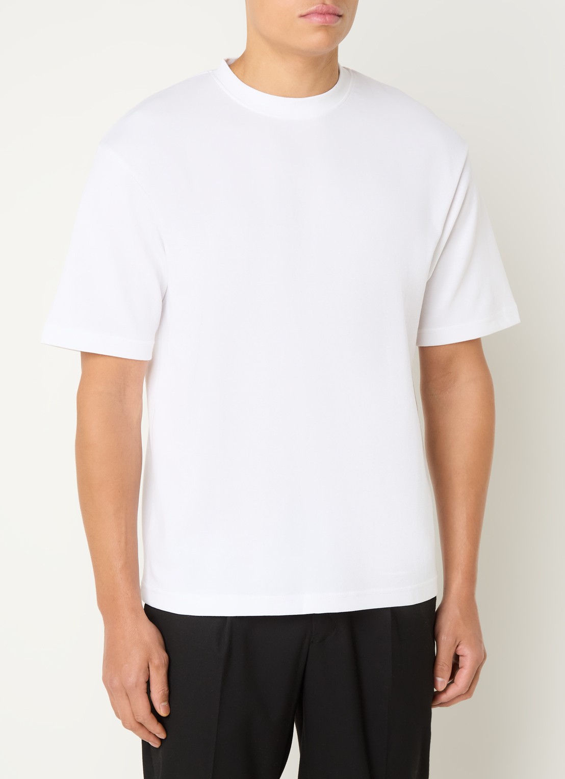 Selected T-shirt met stretch - detail wit