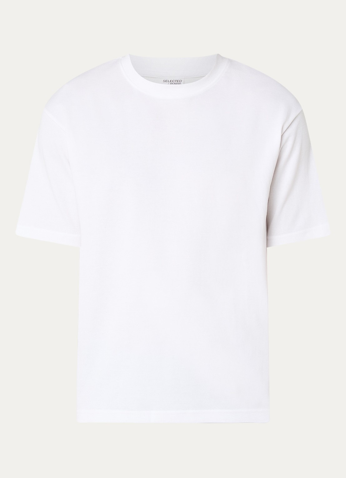 Selected T-shirt met stretch - voorkant 2 wit