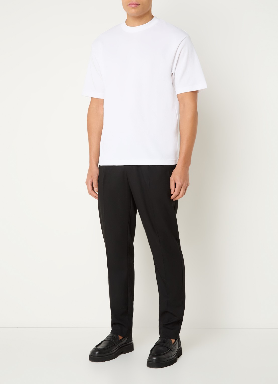 Selected T-shirt met stretch - voorkant 3 wit