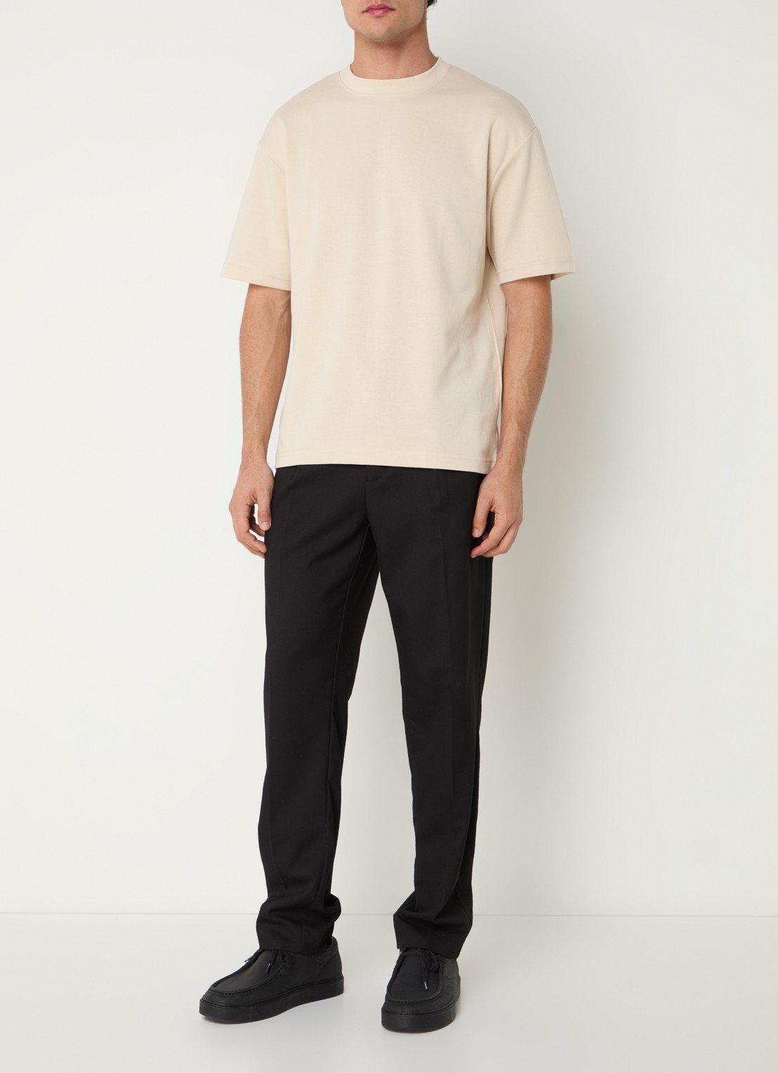 Selected T-shirt met stretch - voorkant 4 beige