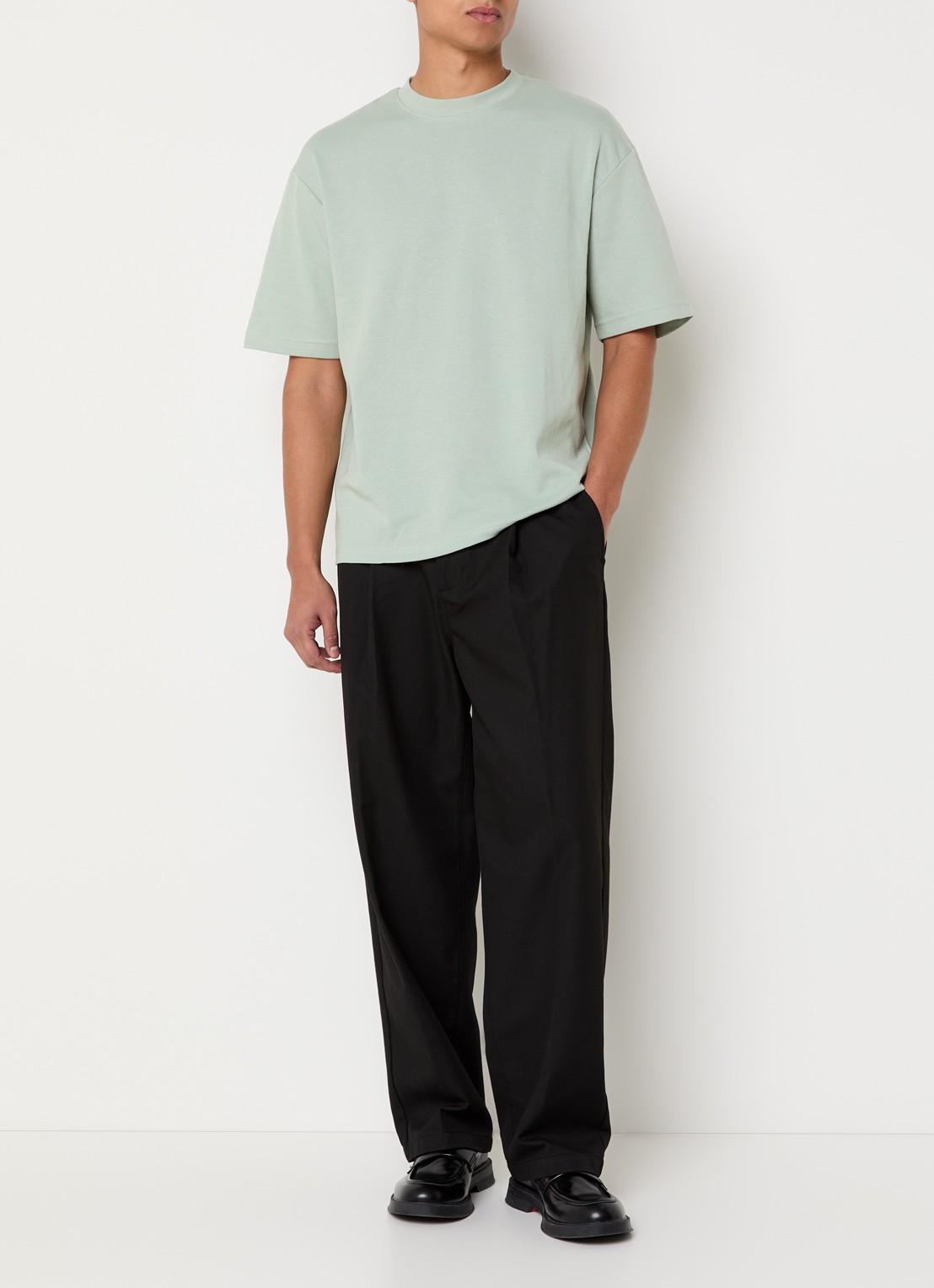 Selected T-shirt met stretch - voorkant 4 lindegroen