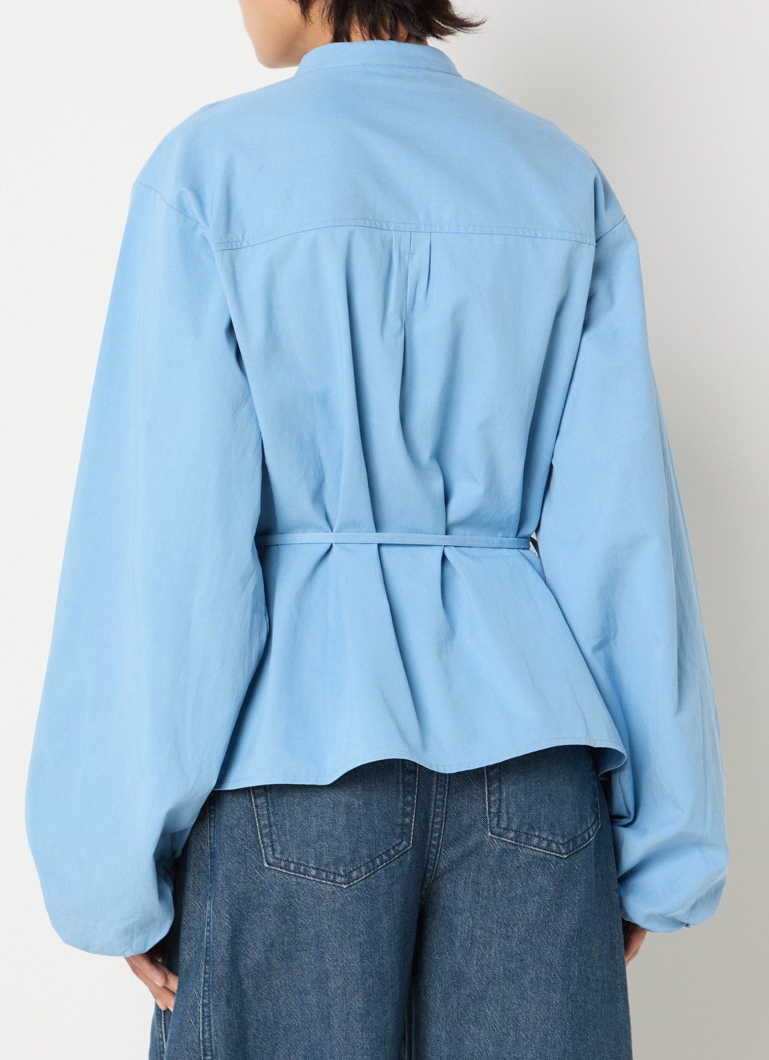 Selected Talia blouse met strikceintuur - achterkant 2 blauw