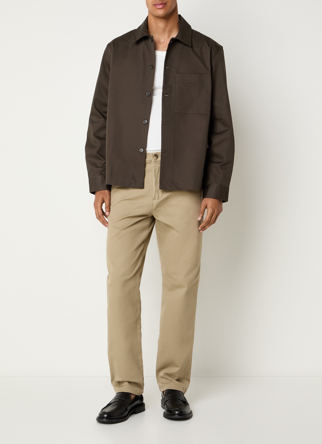 Selected Tate overshirt met borstzak - voorkant 4 donkerbruin