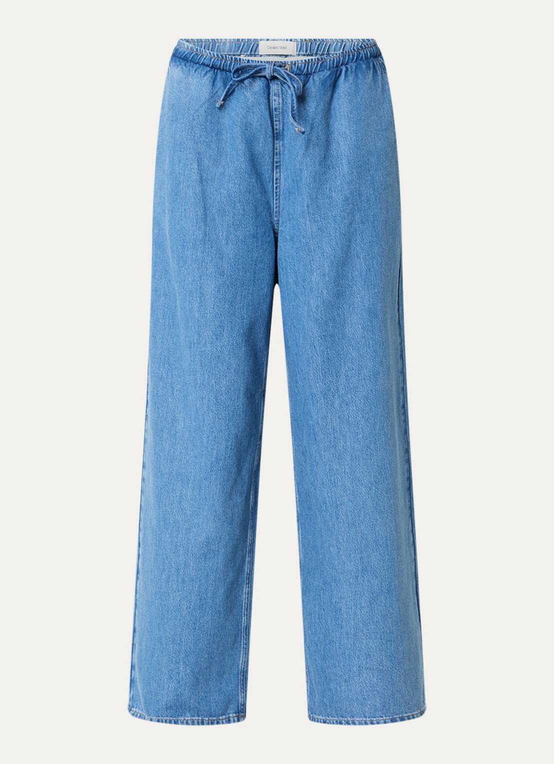 Selected Tenna high waist wide leg jeans met medium wassing en steekzakken - voorkant 2 indigo