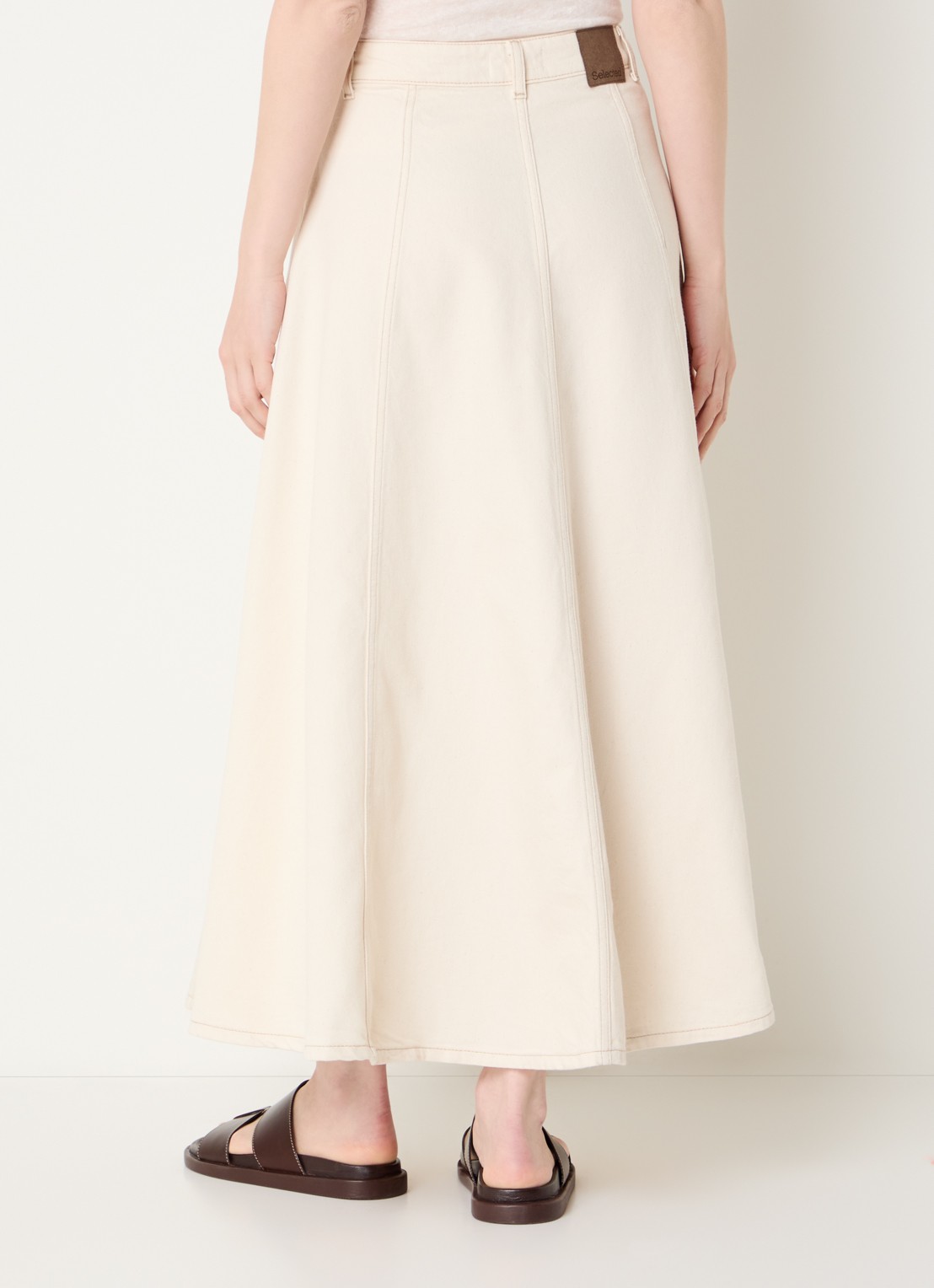 Selected Tenna maxi spijkerrok met steekzakken - achterkant 4 creme