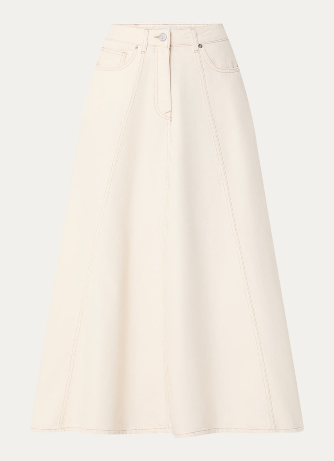 Selected Tenna maxi spijkerrok met steekzakken - voorkant creme
